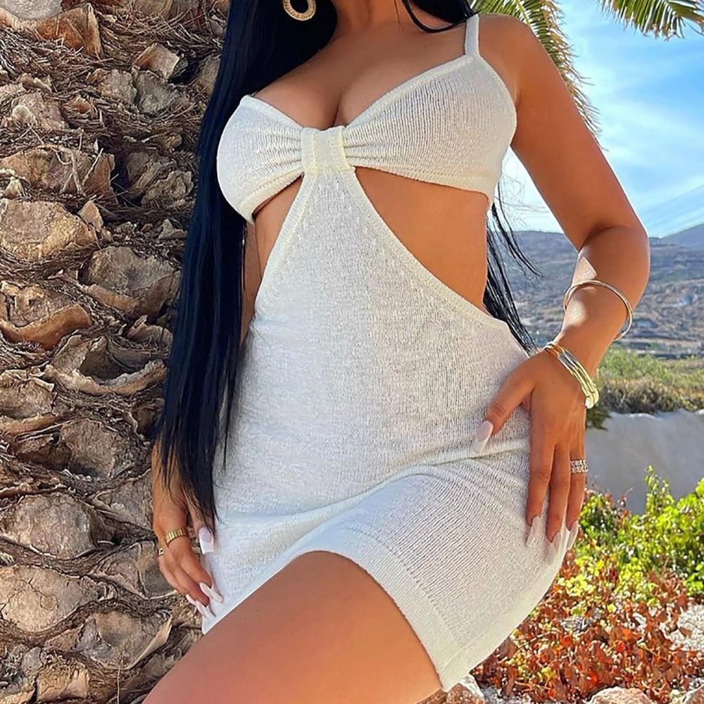 Fashion Nova Sandy Days Cut Out Mini Dress - Off White